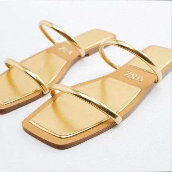 Zara Shoes Zara Gold Metallic Strap Sandals Nwt Size 839 Poshmark